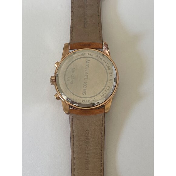 Michael Kors Womens Chronograph Watch MK-2283 Rose Gold & Tan Leather - Picture 5 of 10